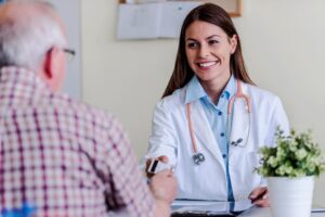 man paying for medical services