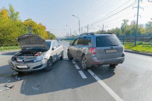 Two cars crashed on road