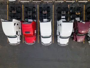 bobtail trucks in parking lot
