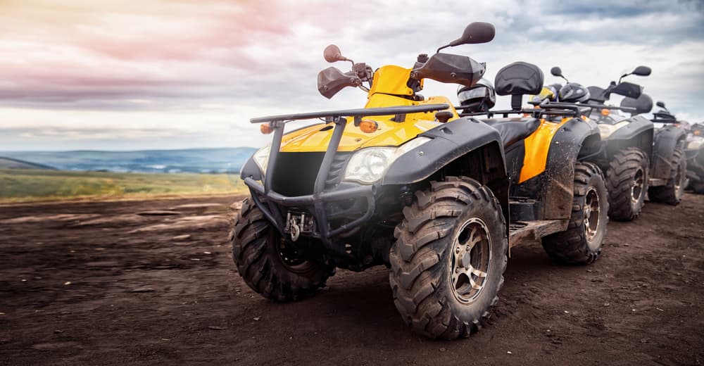 ATV quad bike on forest offroad